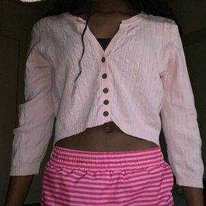 Button down cropped long sleeve
